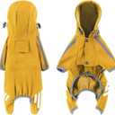 Dog Raincoat with Hood, Waterproof Reflective Rain Jacket for Small Medium Large Dogs - Lightweight Poncho Design with Leash Hole, Outdoor Walking Adventure Puppy Coat (Medium,Yellow)