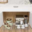 OCG Pull Out Cabinet Organizer 2 Pack (15" W x 21" D), Pull out Shelves 1 Tier, Cabinet Slide Out Shelves for Base Cabinet Organization in Kitchen Bathroom Pantry, Bottom Mount, Chrome Finish, 15W21D, 2Pack
