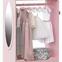UTEX Kids Dress up Storage with Mirror,Costume Wardrobe for Kids, Open Hanging Armoire Closet,Pretend Storage Closet, Costume Storage Dresser (Pink)