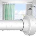 YNL Shower Curtain Rod 34-82 Inches (2.8-6.8ft) Adjustable Spring Shower Rod No Drilling, Non-Slip, Never Rust, Stainless Steel, Suitable for Bathroom Window Living room, White
