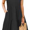 Summer Dresses for Women 2026 Elegant Classy Casual Plus Size Spring Midi Fashion Dress S-XXL (Black)