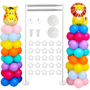 Balloon Stand Kit Set of 2, 7FT Adjustable Height Balloon Column Kit for Floor with Metal Telescopic Pillar for Halloween Thanksgiving Day New Years 2025 Gender Reveal Party Decorations