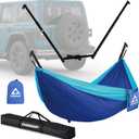 Hitch Mount Hammock Stand - Includes Parachute Nylon Hammock & Storage Bag - for 2'' Receiver, Fits Class III & IV Heavy Duty Trucks, for Camping, Outdoor, Travel (350lbs Weight Capacity)