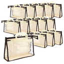 18 Pack 3 Sizes Clear Handbag Storage, Clear Purse Protector Bag with Zipper and Handle Purse Storage Dust Bags for Closet, Beige and Clear