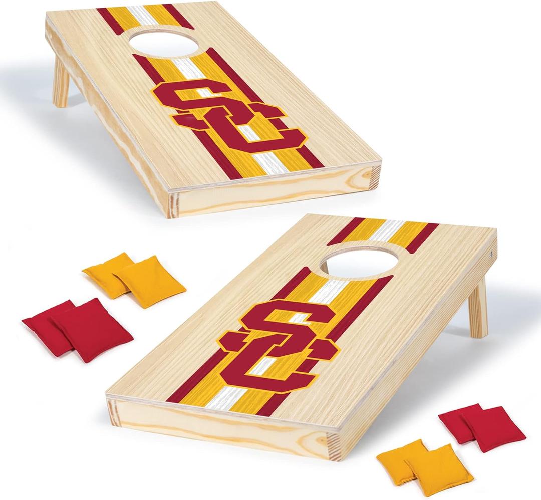 Wild Sports College Portable Size 1' x 2' Solid Wood Cornhole Set with Direct Print HD Team Graphics  Travel Size