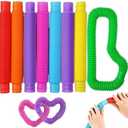 Vanblue Large 8 Pcs Pop Tubes Sensory Fidget Tubes Summer Toddler Toys Party Favors with Autism Classroom Prizes Gifts Goodie Bag Stuffers Anxiety Stress Relief Toys for Kids Adults