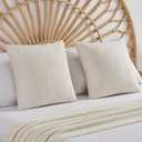 FUTEI Light Natural Decorative Throw Pillow Covers 18x18 Inch Set of 2,Soft Linen Slub Texture Cushion Case,Farmhouse Home Decor for Couch Bed Living Room