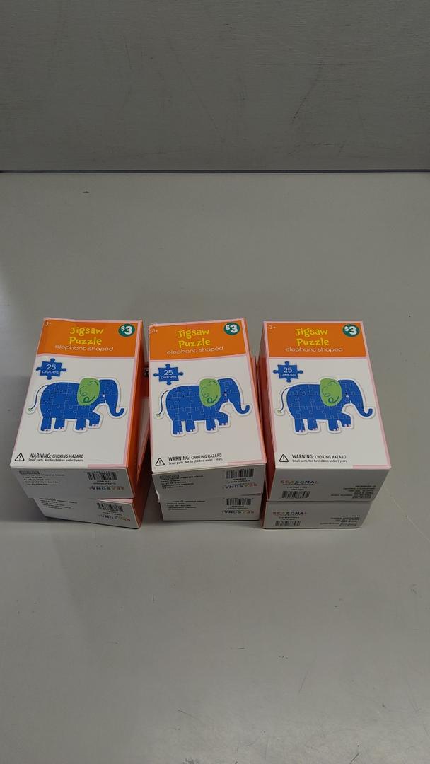 Elephant 25 Piece Jigsaw Puzzle 6 Pack