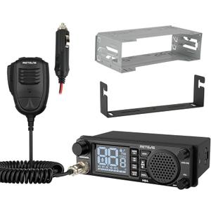 Retevis MB4 DIN AM/FM CB Radio with Cigarette Lighter Plug,12V/24V, 2-Way NRC Noise Canceling,2W Speaker,PA System,Full Mounting Kit Trucker Radio for Long Haul Trucker & Off-Road Emergency