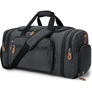 Gonex Canvas Duffle Bag 60L Travel Duffel Overnight Weekend Bag with Shoe Compartment (Dark Gray) Gonex Canvas Duffle Bag 60L Travel Duffel Overnight Weekend Bag with Shoe Compartment (Dark Gray)