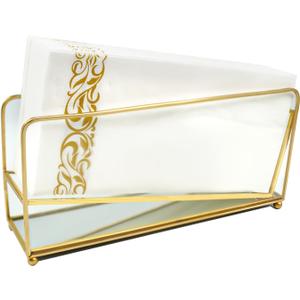 Bathroom Napkin Holder, Gold Glass Napkin Holder for Bathroom, Vertical Bathroom Guest Towel Holder with Feets, Stylish Guest Towel Holder Tray for Bathroom Toilet Dining Table Party Decor