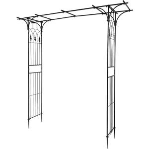 VINGLI Garden Arbor, Arch Archway for Wedding Ceremony Party, Steel Garden Trellis for Plant Climbing, Christmas Decorations Pergola for Backyard, Lawn (Black)
