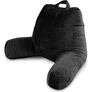 Milliard Reading Pillow with Arms, Black, Cozy Shredded Memory Foam Back Pillow for Bed Sitting Up - Sit Up Backrest Support for Reading & Rest Bed - Washable Cover, Adjustable Comfort, CertiPUR