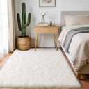 Fluffy Shag Rug 5x7 for Bedroom, Ultra Soft Plush Area Rugs for Living Room, Non-Slip Modern Fuzzy Floor Carpet for Dorm Nursery Kids Room Home Decor, Cream White