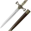 MASTER USA  Medieval Mini Short Sword, Stainless Steel Blade with Cast Metal Handle, Wood Scabbard  Fantasy, Collectible (Brown)