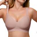 As Fairy Womens Soft Comfortable No Underwire Bras V Neck Seamless Push Up Bralettes Full Coverage Tshirt Brassiere 38C