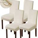Genina Waterproof Chair Covers for Dining Room Dining Chair Covers Kitchen Parsons Chair Covers (Beige, 4 PCS) (Dimensions 19"D x 19"W x 23.5"H)