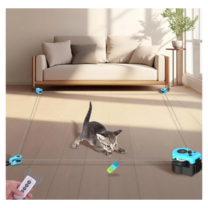 Interactive Cat Toy for Indoor - Automatic Cat Treadmill with Remote Control, 3 Speeds, Quiet Motor & Durable Design | Indoor Chase Hunting Feather Toys for Fitness, Playtime & Energy Release (Blue)