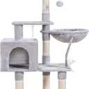 Heybly Cat Tree with Toy, Cat Tower Condo for Indoor Cats, Cat House with Padded Plush Perch, Cozy Hammock and Sisal Scratching Posts, Light Gray HCT004W