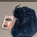 WTHCOS Mixed Blue Wigs for Women Short Blue Curly Wavy Wig With Bangs for Girls Heat Resistant Synthetic Cosplay Wigs for Daily Use With Wig Cap