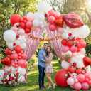 139PCS Valentine's Day Balloon Arch Garland Kit - Red Pink White Balloons with Heart-shaped and Red Lip Balloons for Galentine Decorations, Bachelorette & Bridal Shower, Anniversary Decor