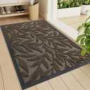 Smiry Front Door Mat Indoor Outdoor Entrance, Heavy Duty Natural Rubber, Trap Dirt and Moisture, Non-Slip Doormats, Low Profile, Easy Clean Patio Porch Entryway Mat, 71x23, Brown