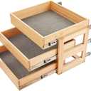Pull Out Kitchen Drawer Cabinet organizer, 3 Tier 20"W*21"D*19"H,Soft Close Slide Out Wood Shelves Storage for Kitchen Heavy-Duty, Bottom Assembly (Cabniet Opening W>20.5'',D>21.5'',H>19.5'')