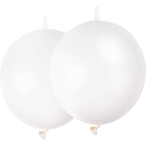 Link Balloons 6 Inch - 100 Pcs Quick Link Balloon Latex Linking Balloons Connected Linkable Balloon Birthday Wedding Party Decorations(White)
