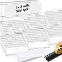 Yexiya 300 Pieces Label Holder Self Adhesive Clear Pocket 3 x 1 Inch Plastic Shelf Tag Sticking Price Label Holders with Paper Inserts for Supermarket School Library Bookshelves Mailbox Storage Bins