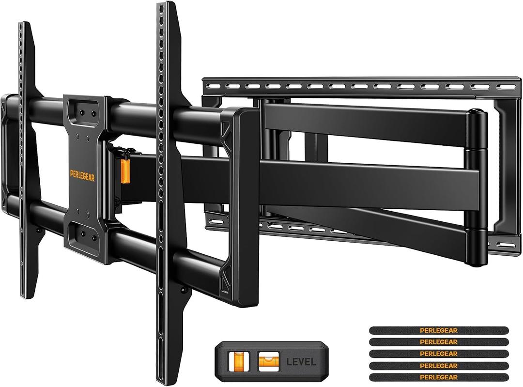 Perlegear Long Arm Full Motion TV Wall Mount for 4297 Inch TVs up to 150 lbs, Pre-Assembled TV Mount with Full Swivel, Tilt and Extension, Fits 8/12/16/24 Wood Studs, Max VESA 800x400mm, PGXLF02