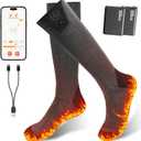 Heated Socks for Women Men, 8000mAh Rechargeable Battery Foot Warmer Hiking Socks Up to 10 Hours, APP Controlled Electric Heated Socks with 4 Heating Levels for Camping Skiing (X-Large)