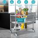 tonchean Extra Large 3 Tier Stainless Steel Cart 37.4 x 19.7 x 37.4 Inch, L-37x20x37inch