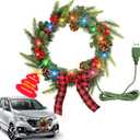 14" LED Light Up Car Wreath - 24 Color Pre-Lit, RGB LED Christmas Wreath for Car Truck SUV Decorations
