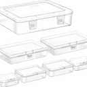 7 Pack Mixed Sizes Rectangular Mini Plastic Containers Clear Plastic Storage Boxes with Hinged Lids Empty Beads Organizers for Small Items Art Craft Jewelry Projects