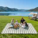 TigeJoy Extra Large Picnic Blanket Waterproof Foldable 80''x80'', Outdoor Picnic Mat Beach Blanket Sandproof for Park, Grass, Travel, Hiking, Camping Essentials, Gingham Picnic Blanket