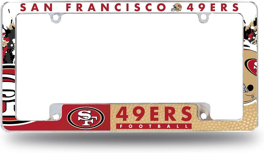 Rico Industries NFL Football Primary 12" x 6" Chrome All Over Automotive License Plate Frame for Car/Truck/SUV