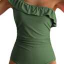 Dokotoo Womens One Piece Swimsuits Ruffle One Shoulder Bathing Suits Tummy Control Bathing Suits Full Coverage Swimwear (XXL)