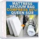 Mattress Vacuum Bag for Moving, Vacuum Seal Mattress Bag for Memory Foam or Inner Spring Mattresses, Compression and Storage for Returns, Leakproof Valve and Double Zip Seal (Queen/Full/Full-XL) (Clear)