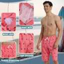 Landisun Mens Swim Trunks Board Shorts Swimsuit Swimwear Swim Shorts Bathing Suits Quick Dry with Mesh Lining (Pink, XXXL)