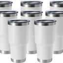 HASLE OUTFITTERS 30oz Stainless Steel Tumbler, Double Wall Vacuum Insulated Travel Mug Tumbler, Durable Insulated Coffee Mug, Gift Box Set (White, 8)