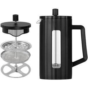 The JZE French Press, Borosilicate Glass French Press Coffee Maker, 3 Layer Stainless Steel Tea Press, 34oz Large French Press, Suitable For Home, Office, Kitchen, Travel, Fashion Black