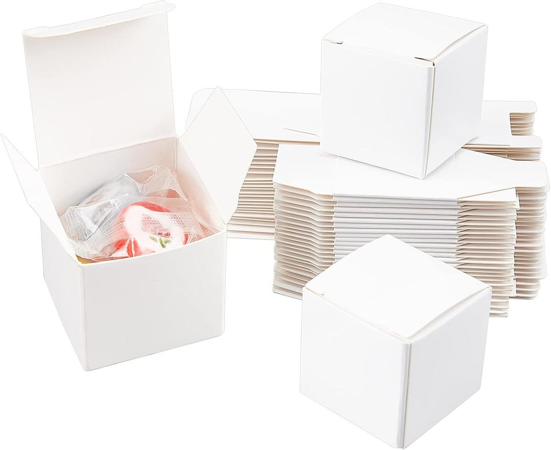PH PandaHall 30 Pack Kraft Paper Box 1.57" Mini White Paper Gift Packaging Box with Lid Soap Box Foldable Cardboard Earring Ring Jewelry Favor Treat Boxes for Mother's Day Wedding Birthday