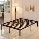 14 Inch Metal Bed Frame Queen Size No Box Spring Needed, Heavy Duty Platform Support Up to 3000 lbs, Easy Assembly, Noise Free, Black