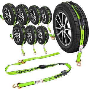 Car Hauler Straps, 2"x15", 8 Pack, Tire Tie Down -No Ratchet