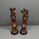 23H Large Antique Bronze Angel Candle Holder Set of 2 Statue Elegant Home Wedding Decor Church Altar Holiday Display Perfect Pair of Heavenly Decorations