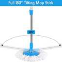 Spin Mop Replacement Handle 360 Degree Spin Mop Pole Handle Replacement Rotating Telescopic Stick for Head Replace Spinning Household Cleaning Accessories for Home(Cute Blue)