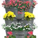 VIVOSUN 5 Tier Vertical Gardening Stackable Planter for Strawberries, Flowers, Herbs, Vegetables, Grey (1 Pack, Gray)