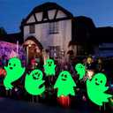 Halloween Decorations Outdoor Yard Signs - Glow in the Dark 6Pack Scary Ghost with Stakes for Family Home Front Lawn Garden Party Decor (Glow Green) (CQ-1)