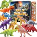 PREXTEX Dinosaur Toys for Kids 3-5 - 11 Dinosaur Figurines and Dino Book for Kids with Sound - Realistic Toy Dinosaurs Figures - Dino Toys with Sound Books