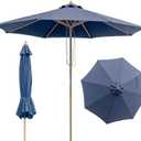 9FT Wood Patio Umbrella, Large Outdoor Table Pool Umbrella
